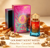 Unisex Sweet Gourmet Eau de Parfum 3.4oz Fragrance Spray, Gradient Color Glass Bottle, Ornate Embossed Metallic Cap, Luxury Embossed Foil Gift Box
