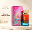Unisex Sweet Gourmet Eau de Parfum 3.4oz Fragrance Spray, Gradient Color Glass Bottle, Ornate Embossed Metallic Cap, Luxury Embossed Foil Gift Box