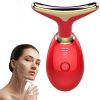 Neck Face Massager Face Sculpting Tool 3 Colour Modes and Vibration for Facial Massager for Double Chin - Red