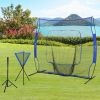 Baseball Net Set with 7.5x7ft Catcher Net, Ball Caddy, Portable Pitching Net for Hitting, Pitching, Batting, Catching, Blue