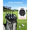 Golf Cart Bag, 14 Way Top Divider Organizer, 2-in-1 Golf Club Bag with Full-length Divider, Dual Shoulder Straps, Support Legs, Rain Hood