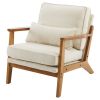 Oak Armrest Oak Upholstered Single Lounge Chair Indoor Lounge Chair Off-White