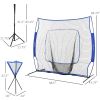 Baseball Net Set with 7.5x7ft Catcher Net, Ball Caddy, Portable Pitching Net for Hitting, Pitching, Batting, Catching, Blue