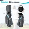 14-Way Golf Cart Bag - 6 Zippered Pockets+Cooler Pocket, Waterproof Zippers, Gray+Blue