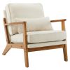 Oak Armrest Oak Upholstered Single Lounge Chair Indoor Lounge Chair Off-White