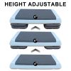 Adjustable Workout Aerobic Stepper in Fitness & Exercise Step Platform Trainer Gray Black with 2 Risers