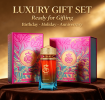 Unisex Sweet Gourmet Eau de Parfum 3.4oz Fragrance Spray, Gradient Color Glass Bottle, Ornate Embossed Metallic Cap, Luxury Embossed Foil Gift Box
