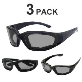3 Pairs Motorcycle Sports Biker Riding Glasses Wind Resistant Eye Protection Sports Goggles Cycling Glasses Sunglasses Grey Color(TK/TMEU For Sel (Option: Defaulttitle)