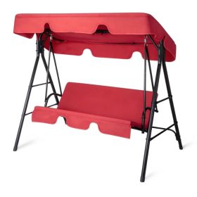 68x43x60 Inch Red KD Style With Cushion Canopy Iron Oxford Cloth 250kg Iron Swing Set (Option: Defaulttitle)
