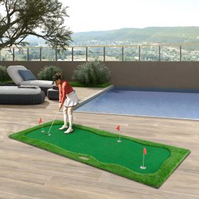 12x5 FT Golf Putting Green, Golf Training Mat With High-quality Turf, 3 Holes, 3 Flags And Cups For Indoor Outdoor (Option: Green)