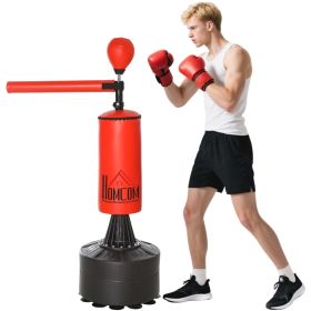 Boxing Bag, Freestanding Punching Bag with Speed Ball, Rotating Boxing Bar and Gloves, Weighted Base (Option: Black, Red-880x280x280 mm)
