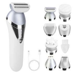 7 In 1 Electric Razor For Women Lady Hair Removal Epilators For Leg Face Arm Bikini Armpit Public Hairs IPX6 Wet And Dry Use Cordless Rechargeabl (Option: White)
